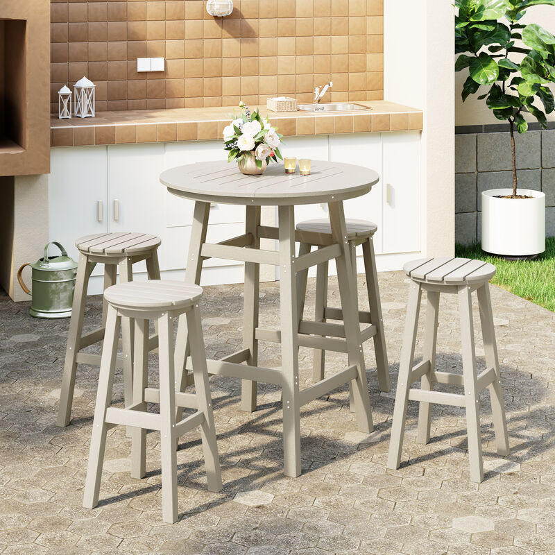 WestinTrends 5-Piece HDPE Outdoor Patio Dining Bar Bistro Table Set with Bar Stools