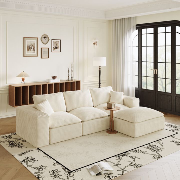 TATEUS 108" Modern Modular Sofa Sectional Couch with L-Shape