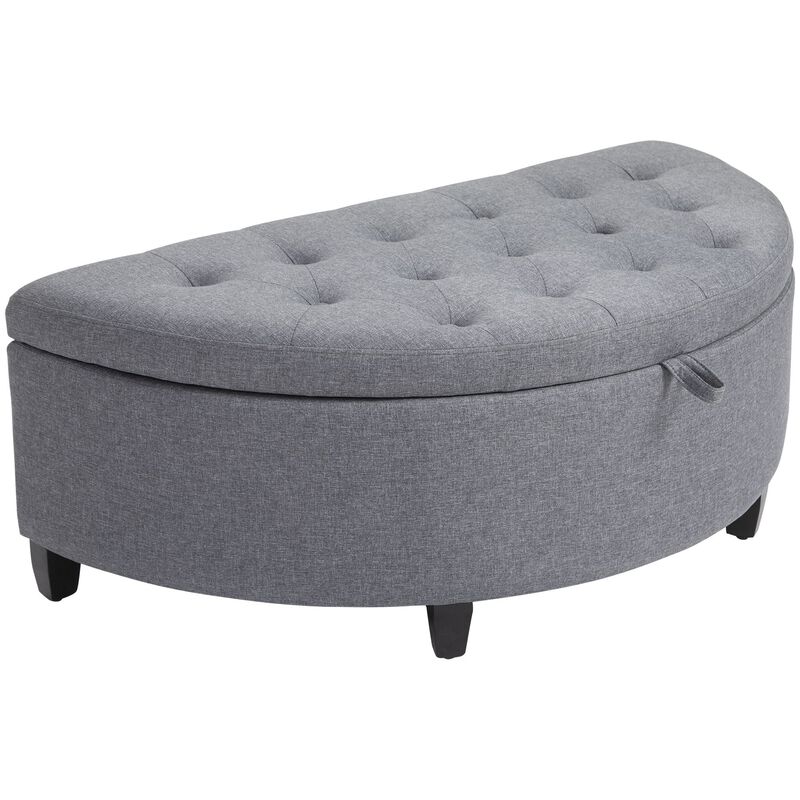 Gray Entryway Elegance: Half Moon Storage Ottoman Bench