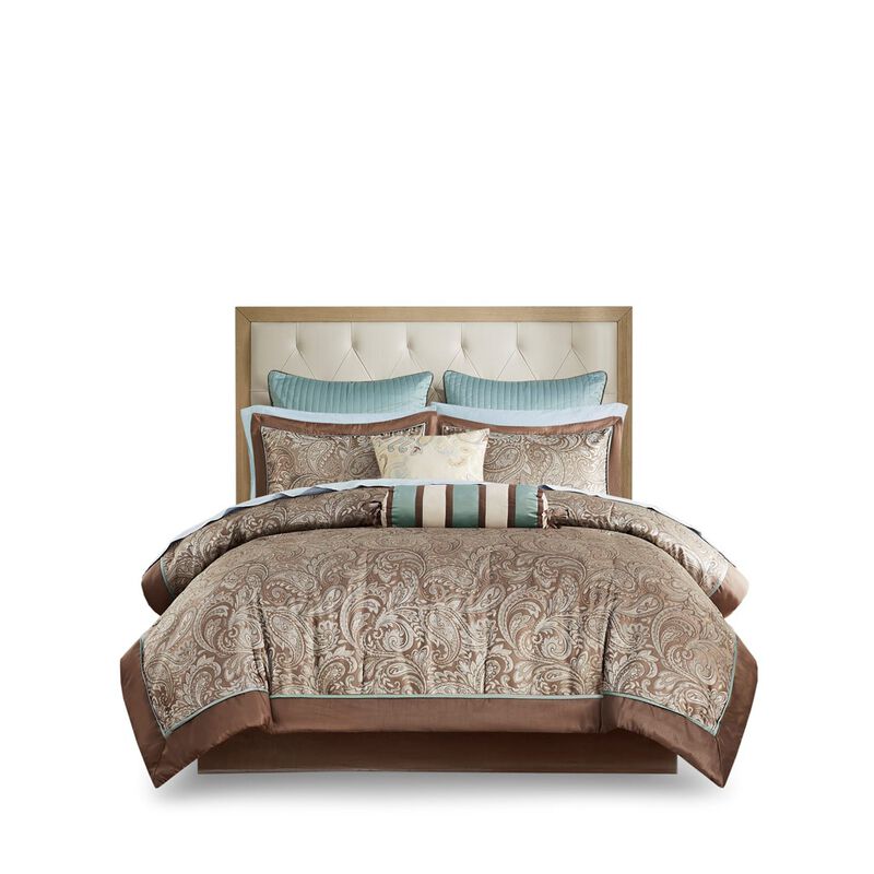 Gracie Mills Thornton Supreme Comfort: 12-Piece Comforter Ensemble with Cotton Bed Sheets