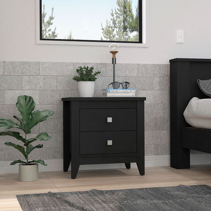 DEPOT E-SHOP Nightstand 24"H, Two Drawers, Four Legs, Superior Top, Black