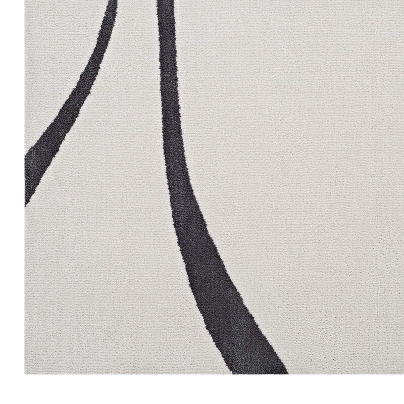 Therese Abstract Swirl 5x8 Area Rug - Ivory and Charcoal