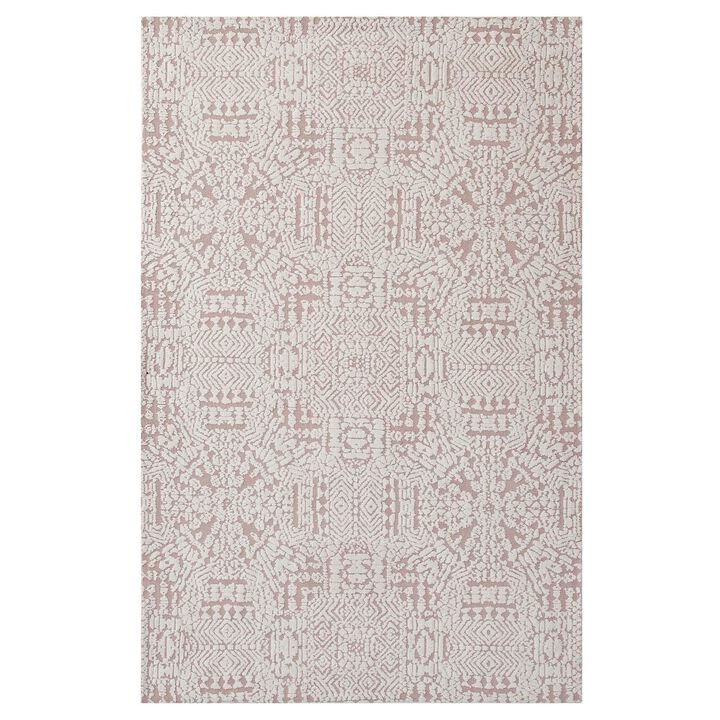 Javiera Contemporary Moroccan 5x8 Area Rug - Ivory and Cameo Rose