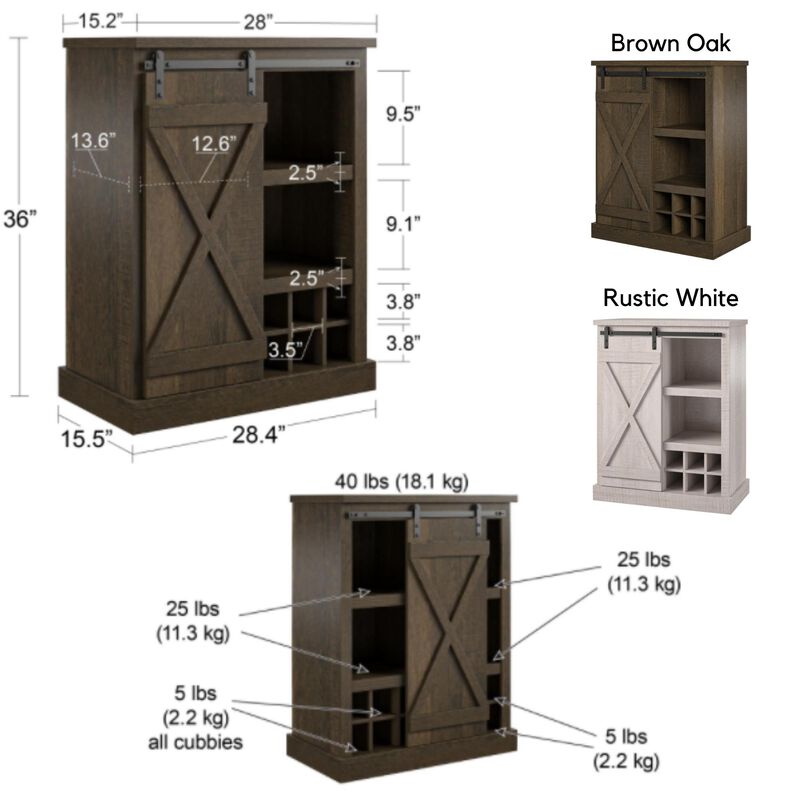 Knox County Bar Cabinet, Rustic White