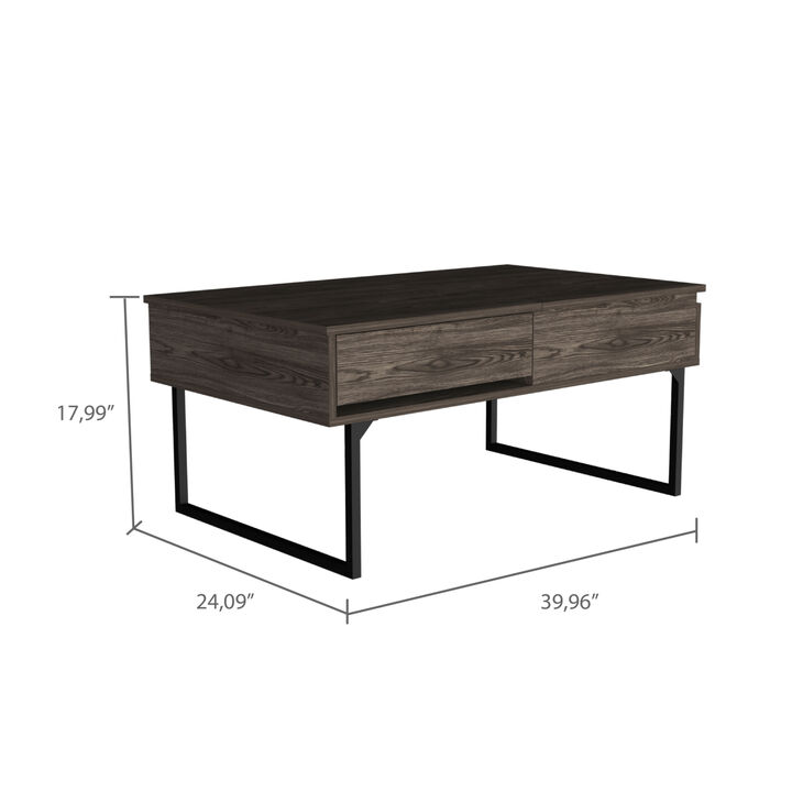 Luxor Lift Top Coffee Table With Drawer -Dark Walnut