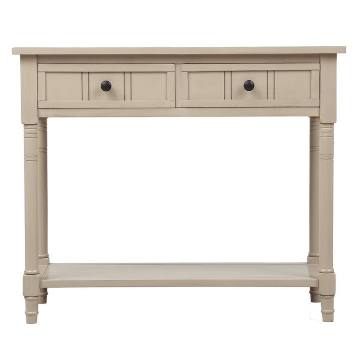 Daisy Series Console Table Traditional Design with Two Drawers and Bottom Shelf