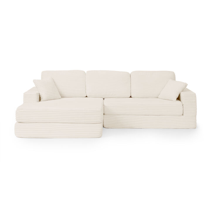 TATEUS L-Shaped Modular Sectional Sofa with Left sofa seat Corduroy Couch for Space Efficiency