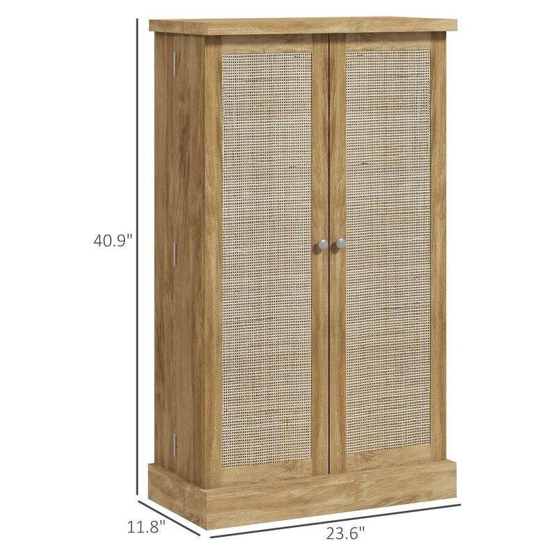 41" Rattan Kitchen Pantry Storage Cabinet with Spice Racks Natural