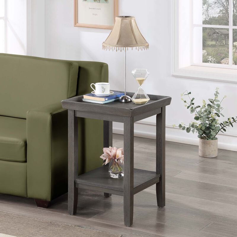 Convenience Concepts Ledgewood End Table with Shelf, Wirebrush Dark Gray