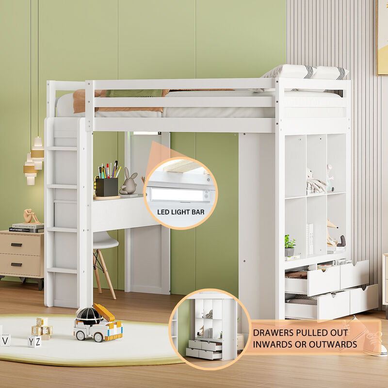 Merax Storage Loft Bed with Writing Desk