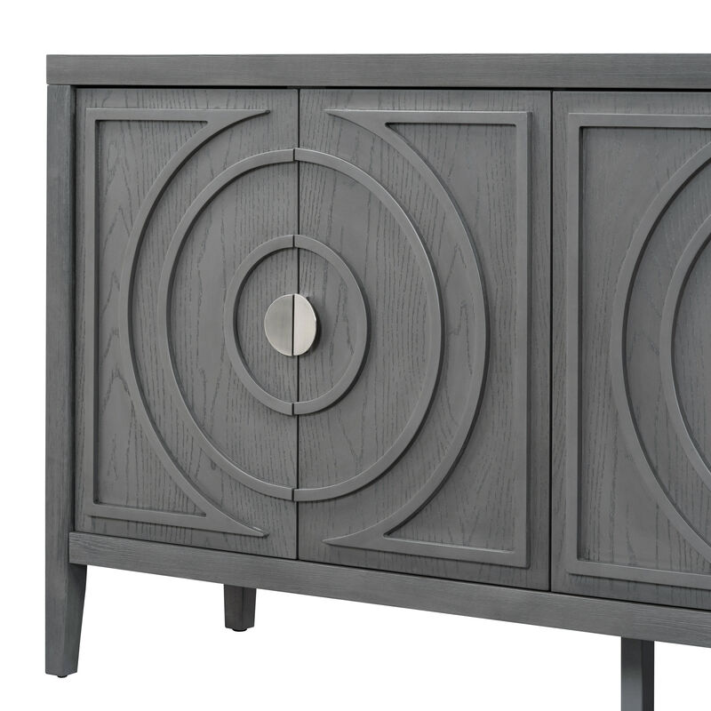 Merax Retro Circular Groove Door Sideboard