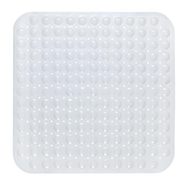 Carnation Home Fashions Stall Size"Bubble" Look Vinyl Bath Mat. - Ivory 21x21"