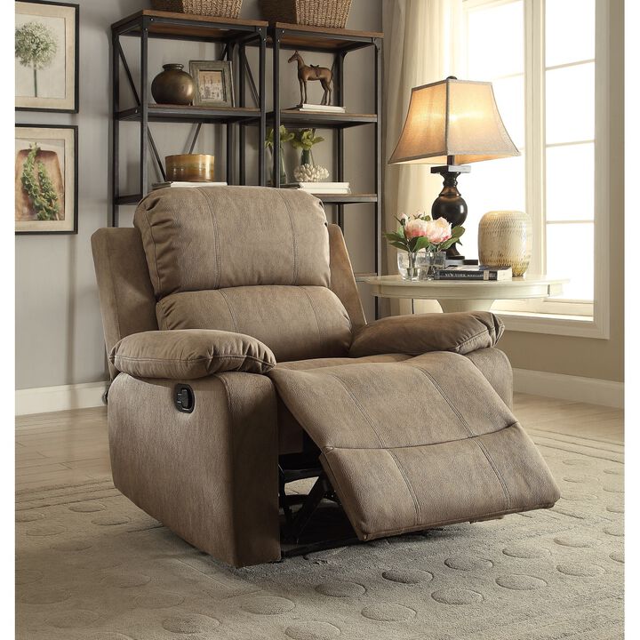 Bina Recliner (Motion) in Taupe Polished Microfiber