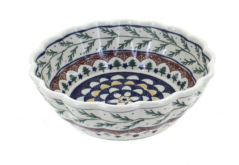 Blue Rose Polish Pottery Nature Medium Scallop Bowl