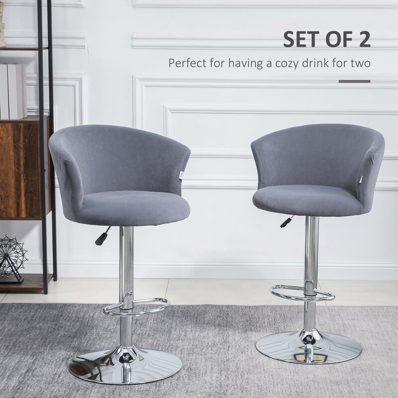 Gray Dining Chairs: Set of 2 Wing Back Swivel Bar Stools