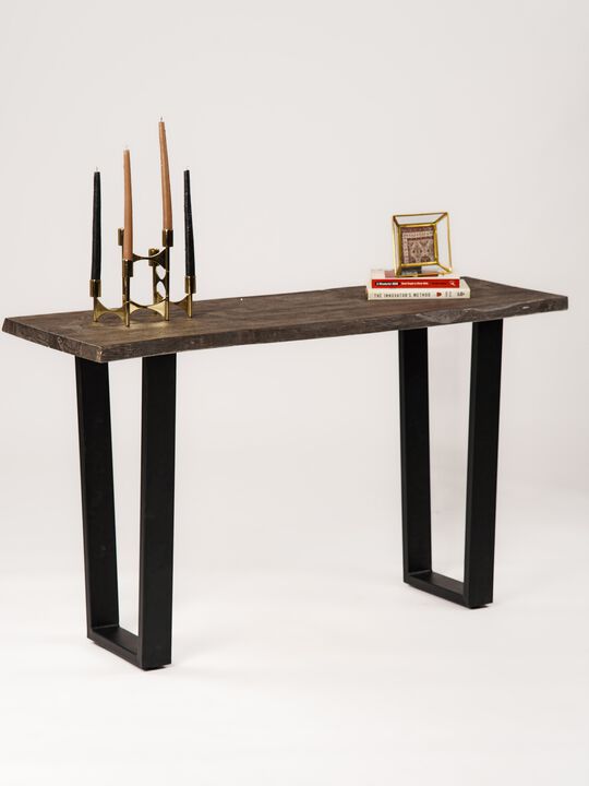 Handmade Eco-Friendly Vintage Acacia Wood & Iron Aston Black Rectangle Table 50"x30"x18" From BBH Homes