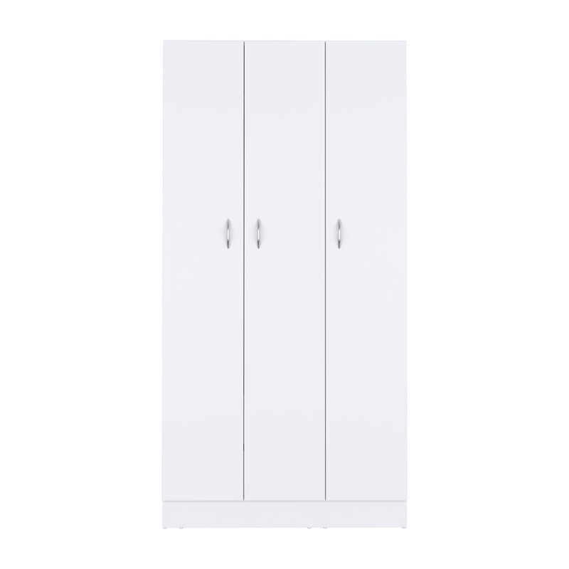 Ohio Armoire Wardrobe with 3-Doors, 2-Drawers, and 4-Tier Shelves -White