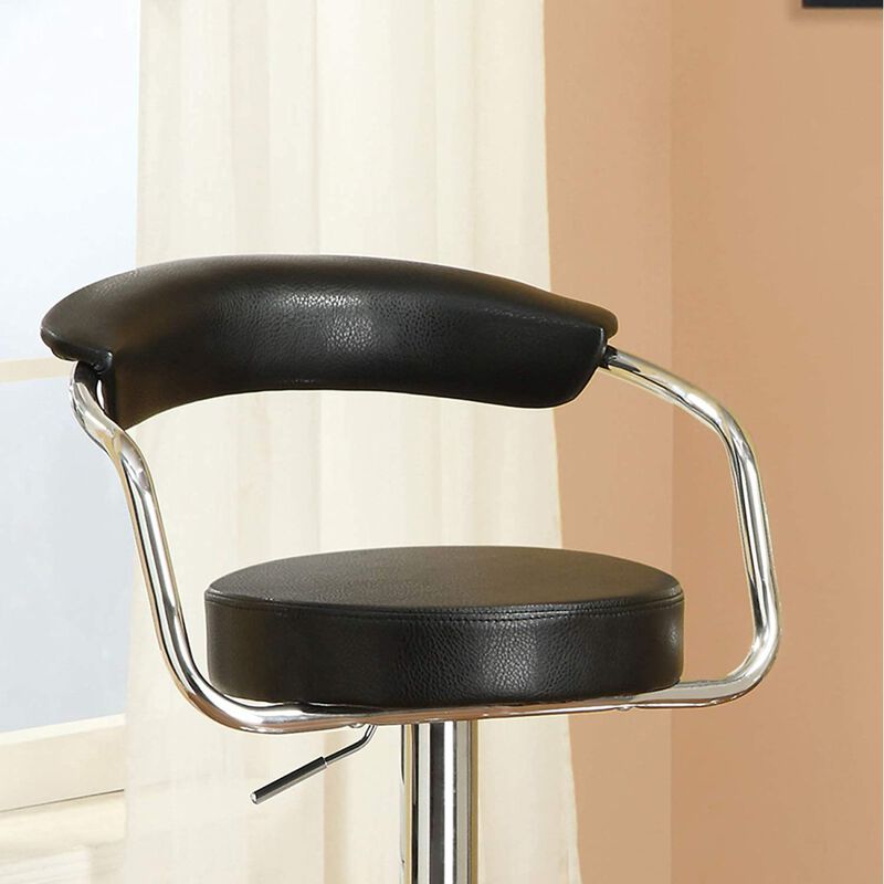 Contemporary Style Black Barstool Counter Height Chairs Set of 2 Adjustable Swivel Kitchen Island Stools