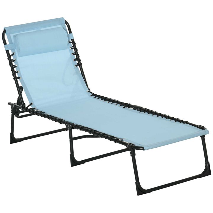 Baby Blue Patio Recliner: 4-Position Folding Chaise Lounge Chair