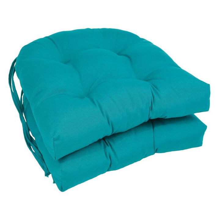 Blazing Needles 16-inch Solid Twill U-shaped Tufted Chair Cushions (Set of 2)