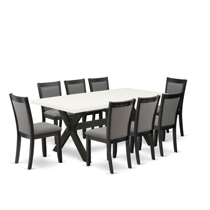 East West Furniture X627MZ650-9 9Pc Dining Set - Rectangular Table and 8 Parson Chairs - Multi-Color Color