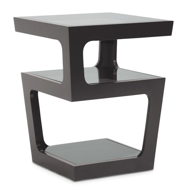 Baxton StudioBaxton Studio Clara Modern End Table with 3-Tiered Glass Shelves, Black