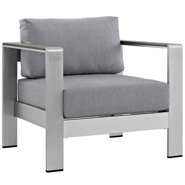 Shore 4 Piece Outdoor Patio Aluminum Sectional Sofa Set - Silver Gray
