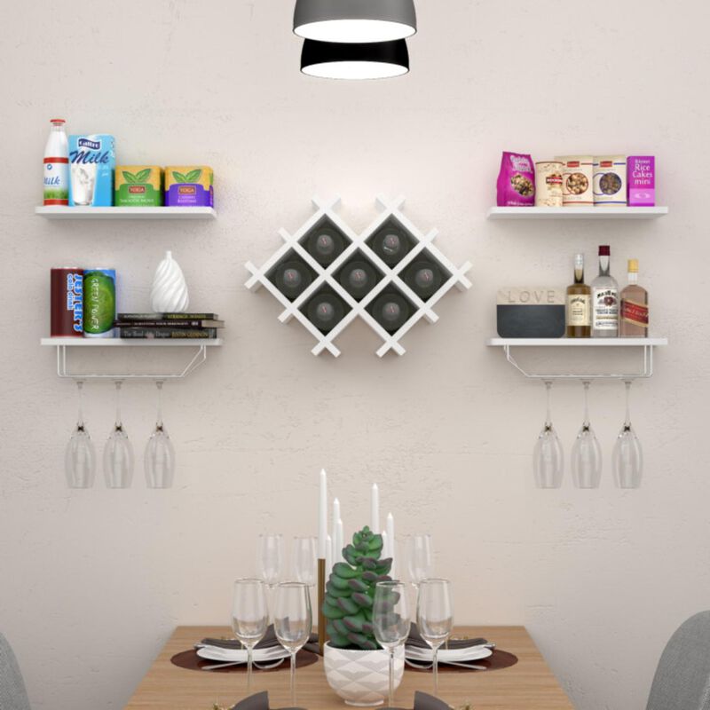 Hivvago Set of 5 Wall Mount Wine Rack Set with Storage Shelves