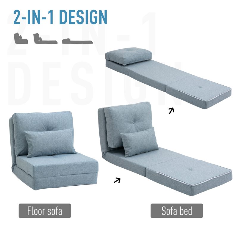 Blue Versatile Seating: Flip Chair Convertible Sofa Bed