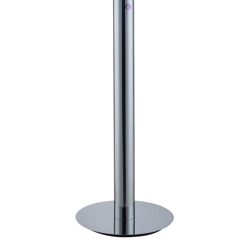 62 Inch Floor Lamp, Modern Cylindrical Design, Tall Round Chrome Base-Benzara