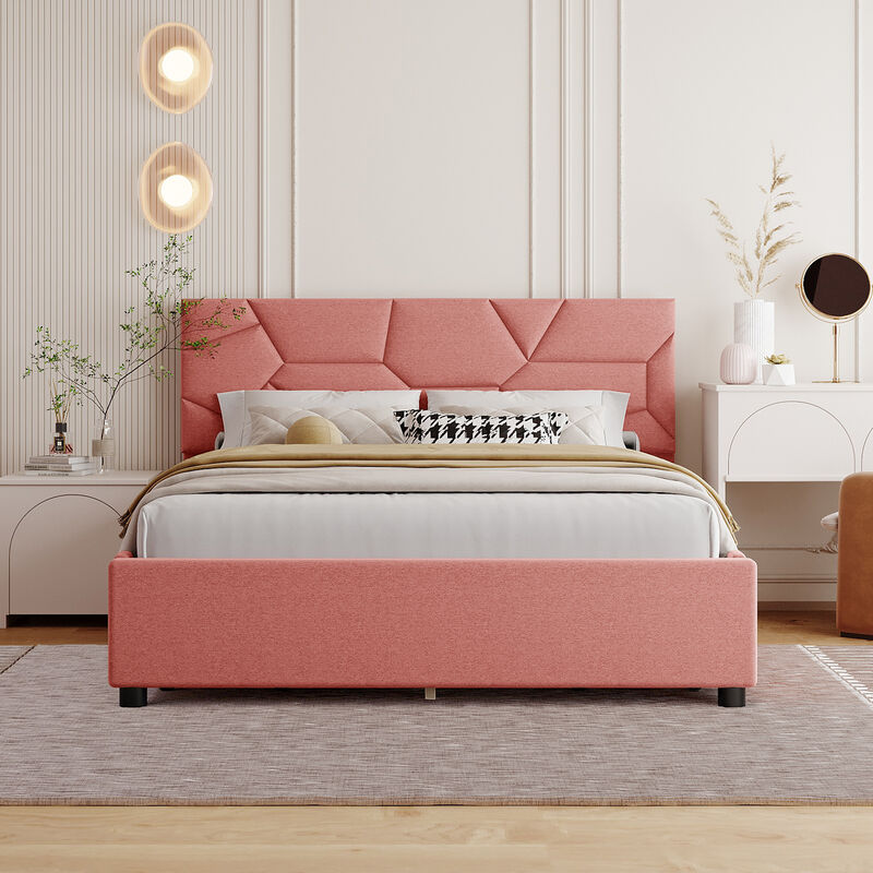 Merax Upholstered Platform Bed with 4 Drawers