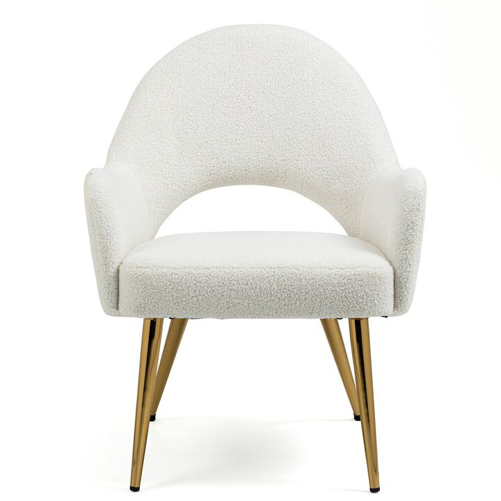 Glamour Home Azael White Boucle Accent Chair with Gold Legs
