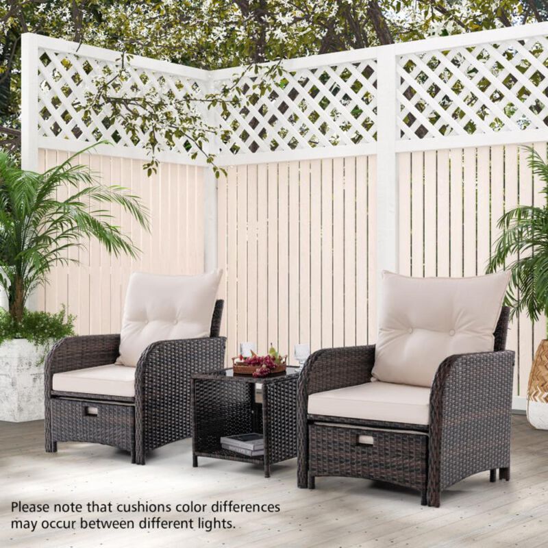 Hivvago 5 Piece Patio Conversation Set Outdoor Rattan Sofa Set with Coffee Table