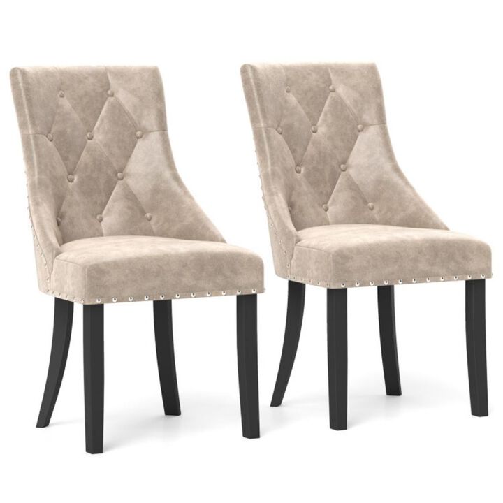 Tufted Wingback Upholstered Dining Chairs Set of 2 for Elegant Dining Room Seating