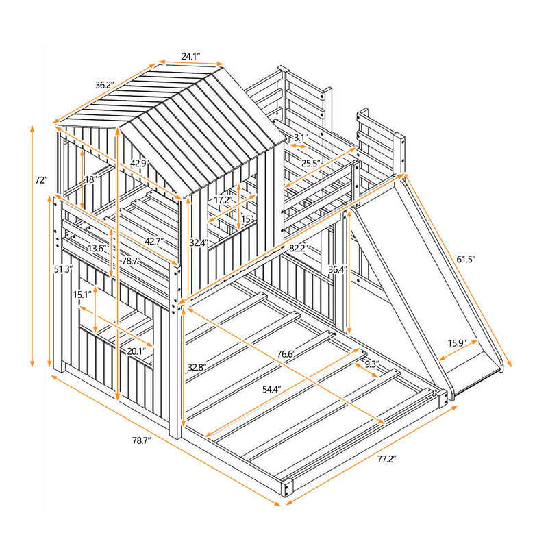 Merax Playhouse Bunk Bed with Slide