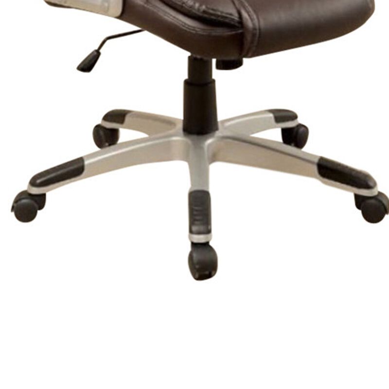 Leatherette Metal Frame Swivel Office Chair with Armrests