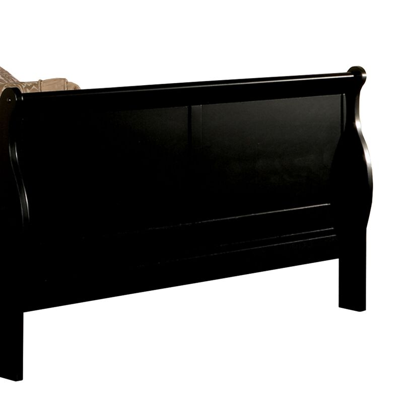 Louis Philippe III Queen Bed, Black-Benzara