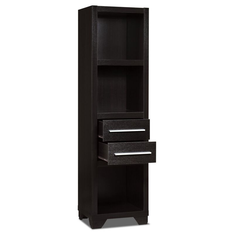 Spacious Media Tower With Drawers, Brown - Benzara