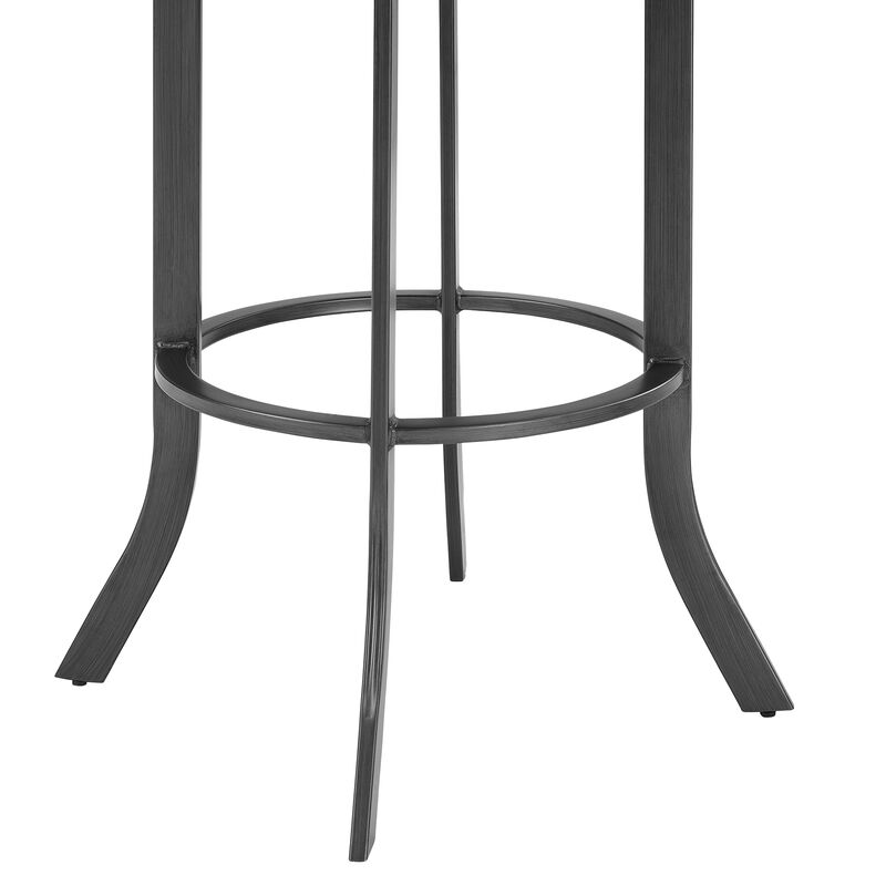Pharaoh Swivel  Mineral Finish and Black Faux Leather Bar Stool