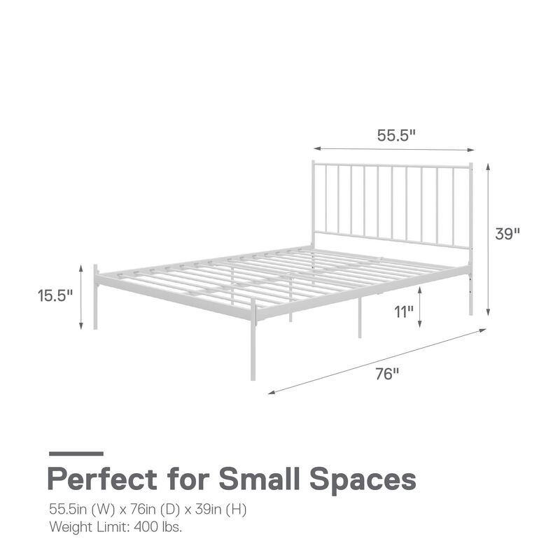 Ares Metal Bed, Twin, White