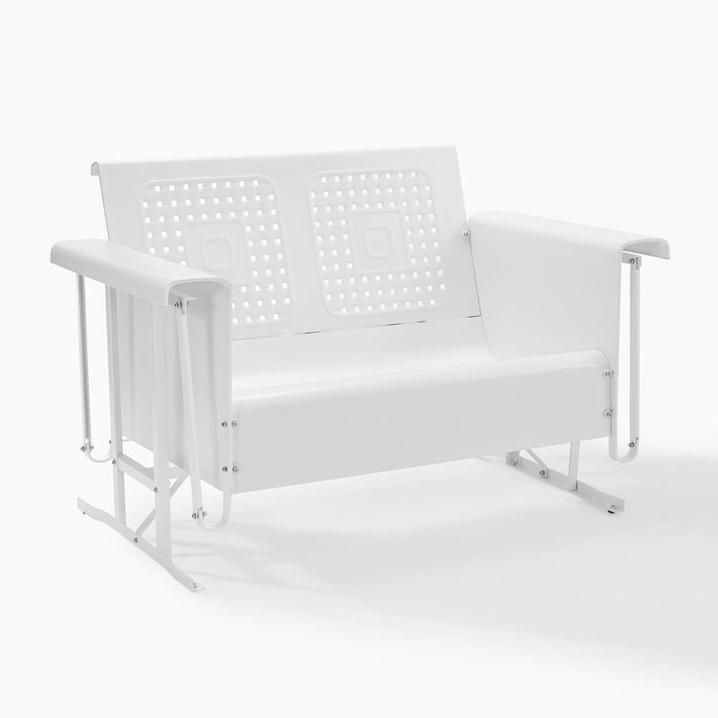 Crosley Furniture Bates Outdoor Metal Loveseat Glider White