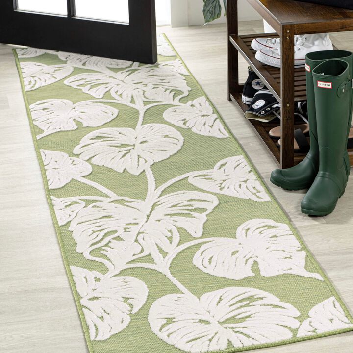 Tobago High-Low Two Tone Monstera Leaf Area Rug