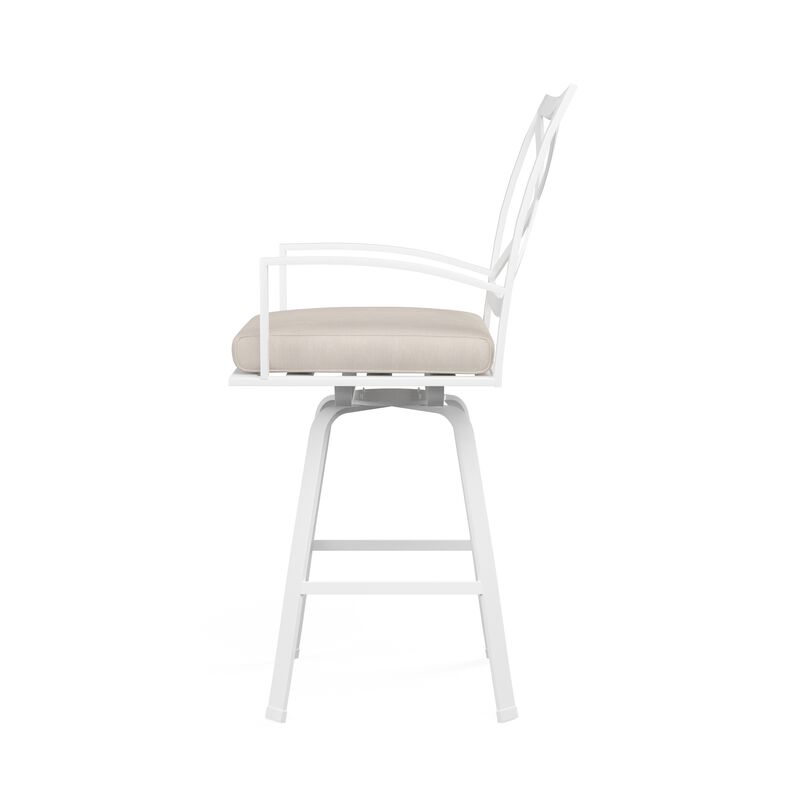 Bristol Swivel Barstool in Canvas Flax w/ Self Welt