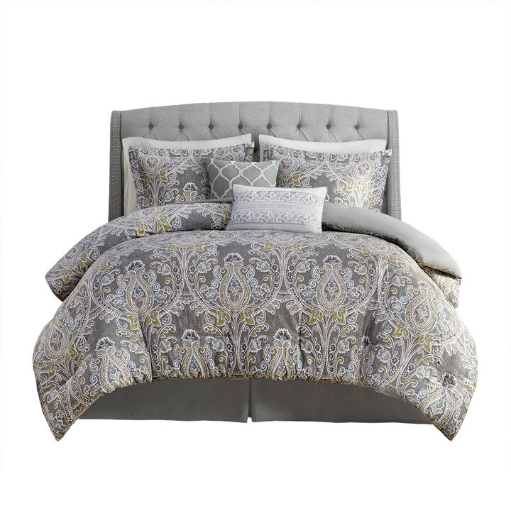 Gracie Mills Ronny 8-Piece Damask-Inspired Comforter Set