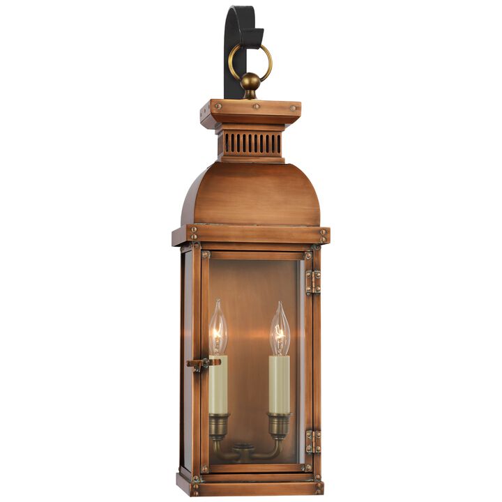 Suffork Medium Scroll Arm Lantern in Natural Copper