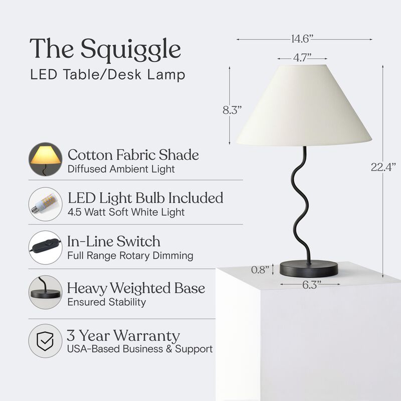 Squiggle LED Table Lamp - Black