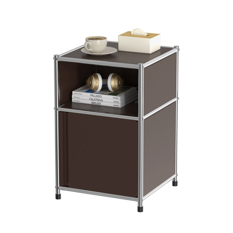 Mega Casa Metal Nightstand Side Table Brown