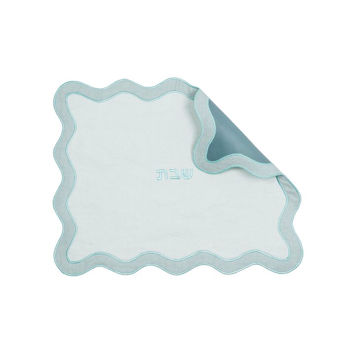 TOV Sea Blue Wavy Challah Cover