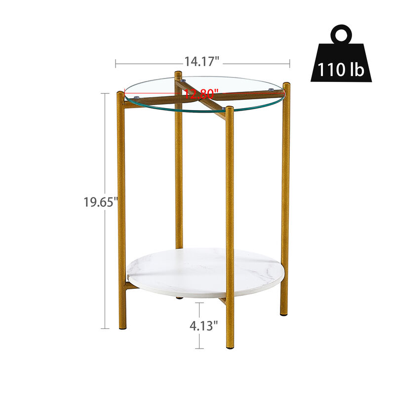 Hivvago 2 Layered Indoor and Outdoor Metal Coffee Table for Home and Office