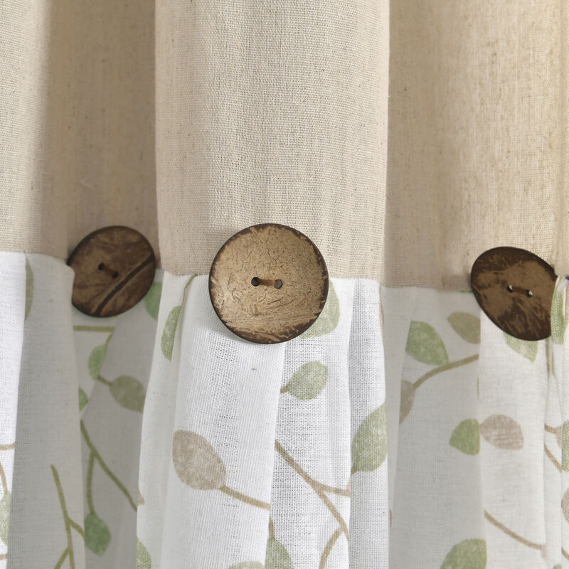 Linen Button Botanical Garden Window Curtain Panels